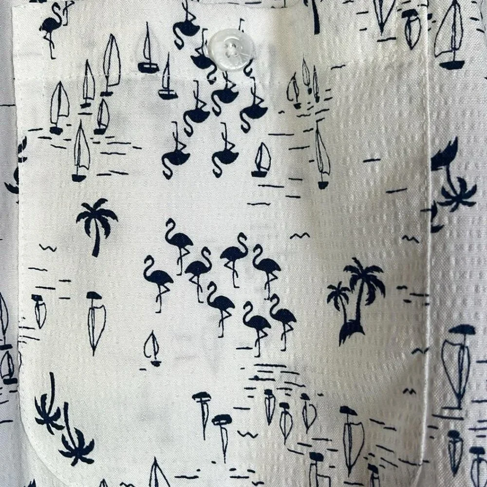 Men's 2XLT SeersuckerHawaiian Camp Button Up Shirt Father's Day Gift BBQ MobLife
